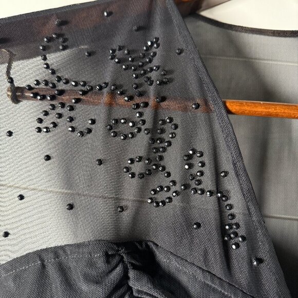 J.R. Nites by Caliendo Black Embellished Sleeveless Ruched Top Size 14 - Picture 6 of 6